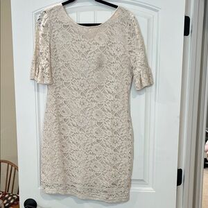 Tulle Beige Lace Mini Dress